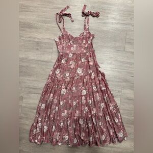 Altar'd State Dusty Rose Smocked Floral Maxi Dress